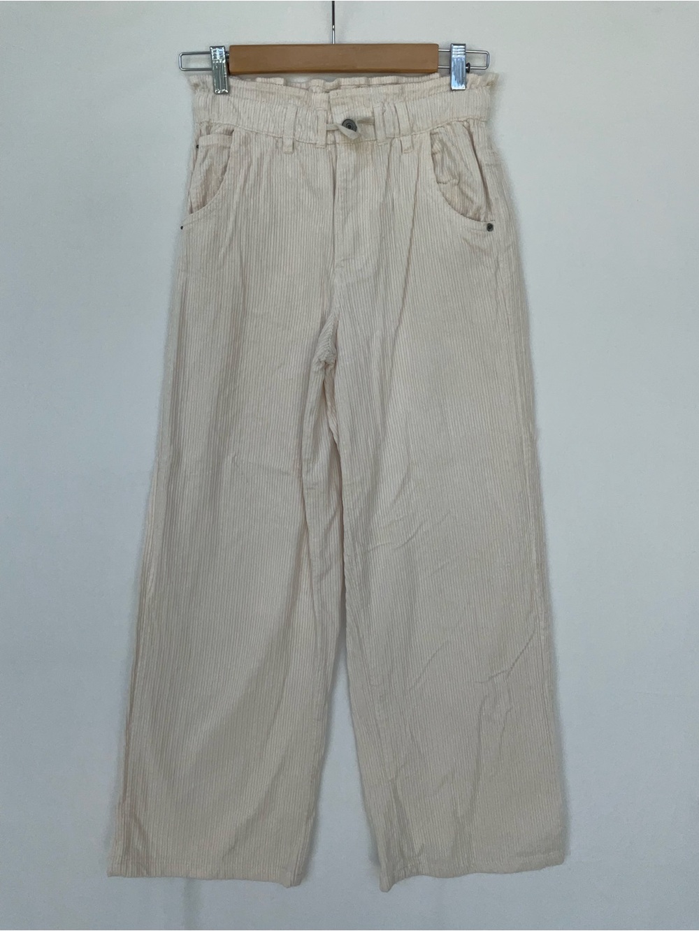 Zara Cream Wide-Leg  Corduroy Jeans